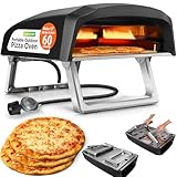 NutriChef Outdoor Propane Pizza Oven– Portable 12” Gas Pizza Maker with 1-Minute Cooking, Carbon Steel Body, Stone, Regulator & Recipe Booklet– Backyard BBQ Grill for Patio & Camping