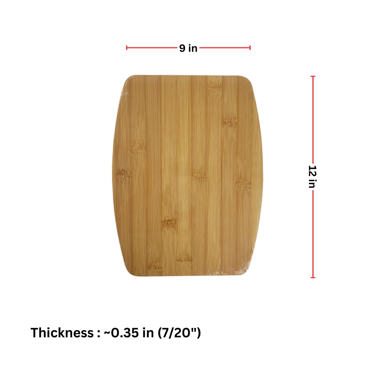 Juego de 12 tablas de cortar de bambú lisas de borde redondo de 12 x 9 pulgadas | Para fines de grabado personalizado (sin asa)