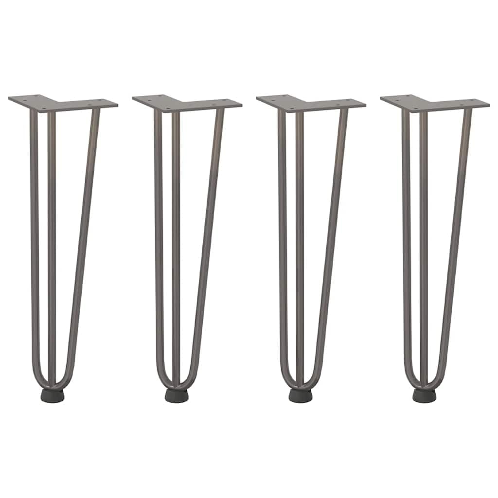 Nogi szpilki do stolika kawowego 4 szt. stal naturalna 42 cm stal lita malowana proszkowo z regulowanymi poziomownikami nóg i nawierconymi otworami dla łatwego montażu