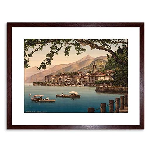 9x7 '' Photo Bellagio General Lake Como Landscape Boats Framed Art Print F97X806