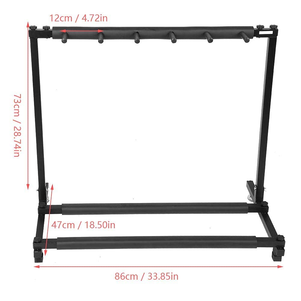 Dioche Soporte para guitarra y bajos con 5 soportes para guitarra, plegable, con acolchado de goma antideslizante, soporte múltiple para 5 instrumentos eléctricos (5 plazas)