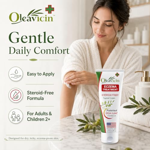 Image of Oleavicin Eczema Treatment Cream (2 Pack) - Anti Itch & Psoriasis Relief for Dry, Itchy, Irritated Skin - Steroid-Free with Organic Olive Leaf Extract - Soothing for Sensitive Skin, Kids & Adults