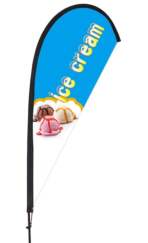 Beachflag Pubblicitaria A Forma Di Piuma - Altezza Tot. Circa 280 Cm, Bandiera 55x200 Cm, Base In Piastra Pesante, Per Interni Ed Esterni