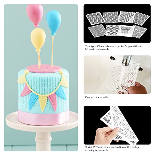 8Pcs Cake Decorating Stencils Reusable Floral Cake Stencil Templates Spray Floral Leave Cookie Molds Fondant Dessert Decorating Molds Diy Baking Decor Mold For Cake Decoration #TOP2