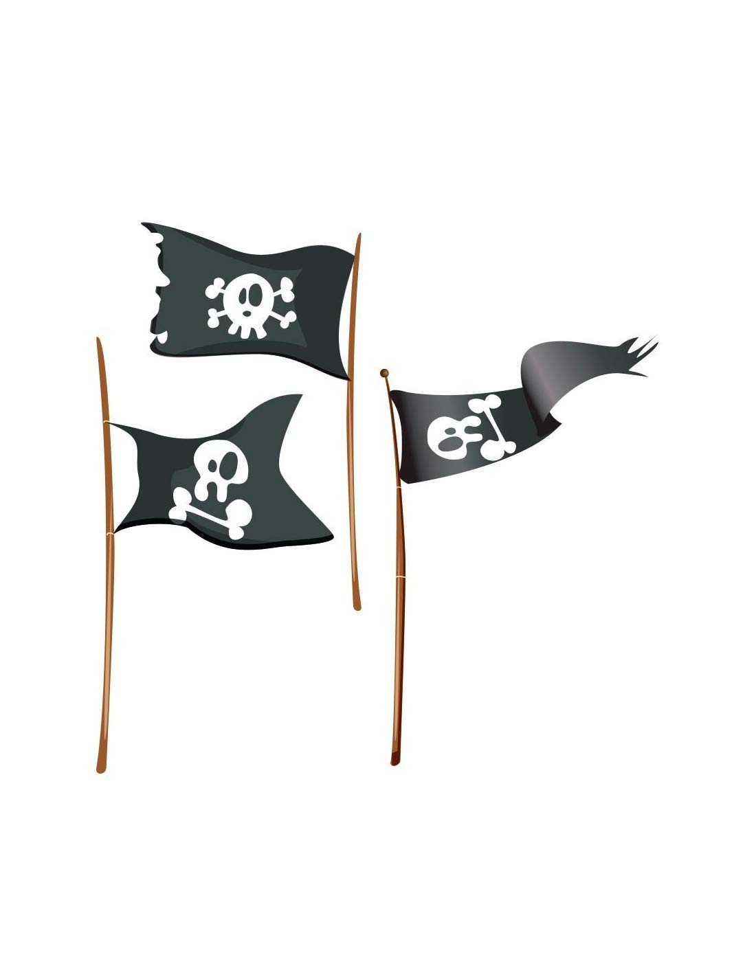 Stickers muraux : 3 drapeaux pirates decoration chambre enfants 40x80 cm adhesifs