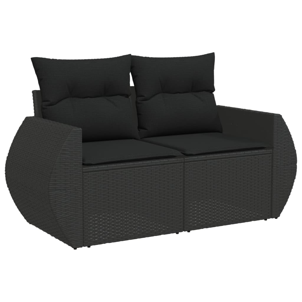 Makastle Salon de Jardin 6 pcs en Résine Tressée Noir avec Coussins