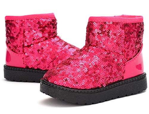 Dadawen Boy's Girl's Warm Winter Sequin Waterpoof Outdoor Snow Boots Pink Us Size 7.5 M Toddler #TOP5