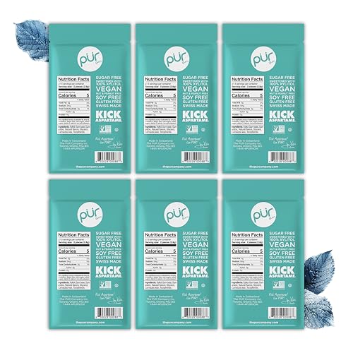 Image of PUR Gum | Aspartame Free Chewing Gum | 100% Xylitol | Natural Wintergreen Flavored Gum, 55 Pieces (Pack of 6)
