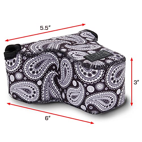 Usa Gear Dslr Camera Sleeve With Neoprene Protection, Holster Belt Loop And Accessory Storage - Compatible With Canon Eos Rebel T7, 850D, 250D, R7, Nikon D3500, D5600, And More (Black Paisley) #TOP1