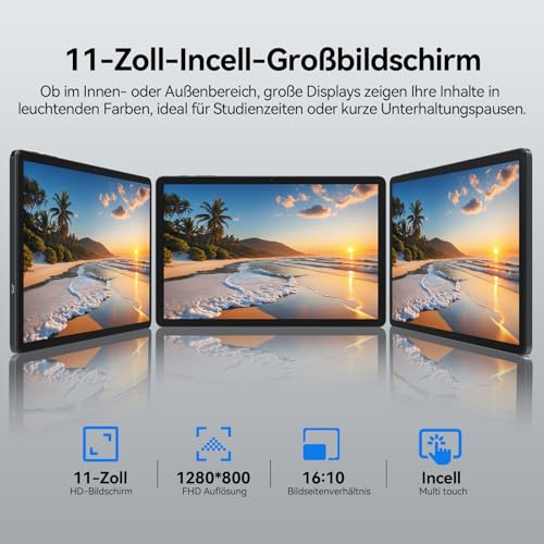 2026 Tablet 11 Zoll Android 15 | Dual 4G SIM 5G WiFi, 16GB RAM + 128GB ROM/1TB TF | Tablet Mit Schutzhülle | Octa-core Gaming Tablets | 13MP + 8MP | 7000mAh | 1280 x 800 | BT 5.0 | GMS | GPS | Grau – Bild 3