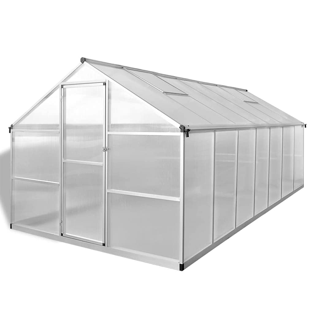 Szklarnia 10,53 m² z podwójnymi ściankami płyt poliwęglanowych, odporna na działanie promieni UV i termoizolacyjna, aluminiowa rama, system rynien dachowych i dwa okna dachowe dla ogrodników hobbystów