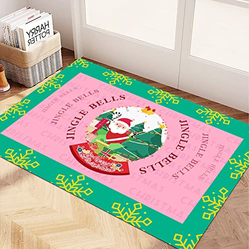 Orlco Art - Tapete para puerta de entrada de Papá Noel, tapete para puerta de entrada, interior y exterior, para pasillo, cocina, sala de estar, 24 x 36 pulgadas Cover