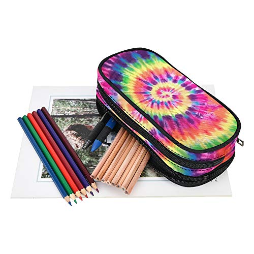 Image of ANANGTEE Colored Tie Dye Pencil Case for Boys Teen Girls Kids 10 In | Large Capacity Crayon School Supplies Stationery Pen Box Zipper Accessory, Office Desk Soft Organizers Small Makeup Bag