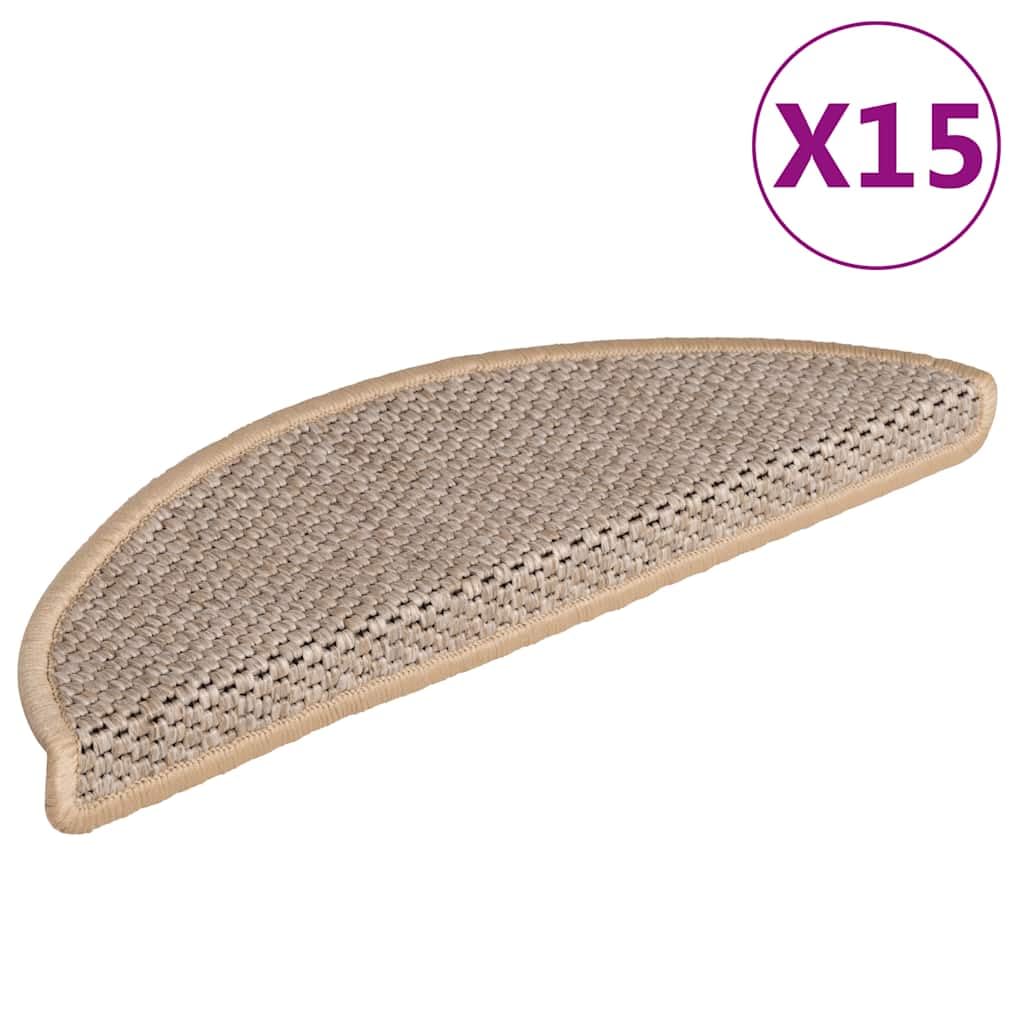 Générique Naklejki na schody 15 szt. 56 x 17 x 3 cm jasnobeżowy | Tkanina o wyglądzie sizalu, antypoślizgowa, zmywalna, dźwiękochłonna, tylna taśma klejąca