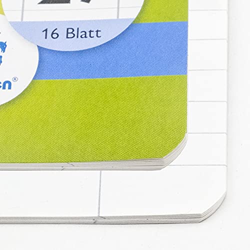 Staufen Green zeszyt – DIN A4, liniatura 21 (9 mm w linie), 16 arkuszy, biały papier z recyklingu premium 90 g/m², okrągłe narożniki zapobiegają "uszom osły", 4 różne motywy (brak możliwości wyboru),