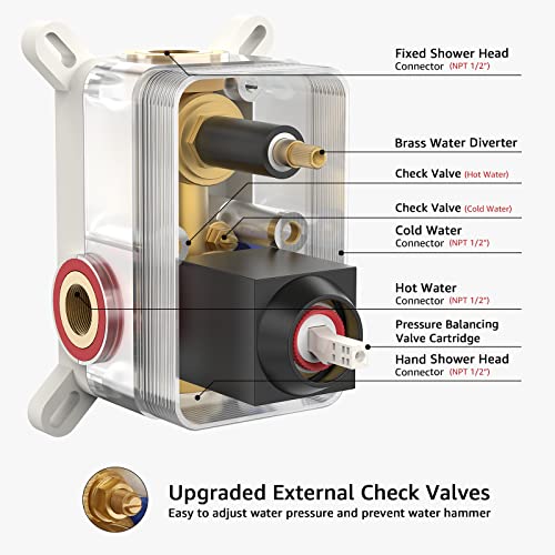 Iriber Matte Black Shower Set With 10 Inch High Pressure Rain Shower Head And Handheld And Shower Faucet Mixer Valve Modern Shower System Including Pressure Balance Valve Shower Trim Kit For Bathroom #TOP4