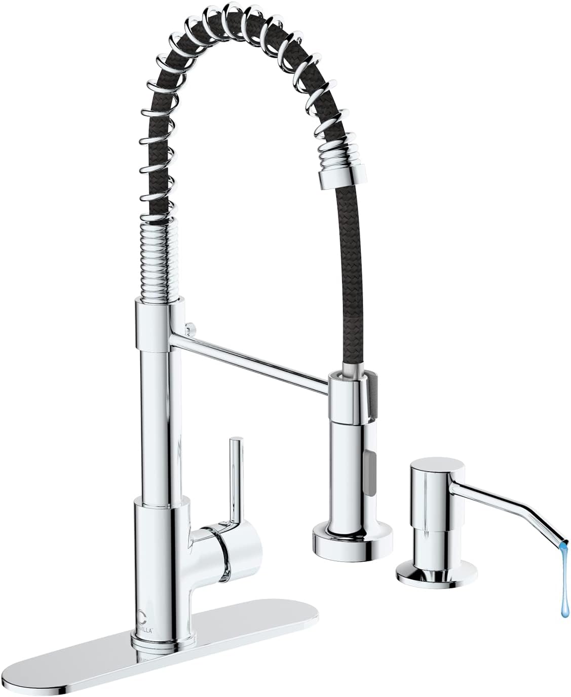 Casavilla Kitchen Faucet,Chrome Kitchen Faucet with Soap Dispenser and