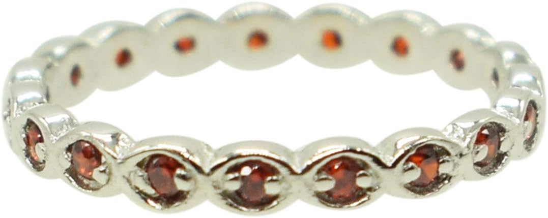January Birthstone Red Garnet Beautiful Piece 925 Sterling Silver Round Fabulous Collection Ring