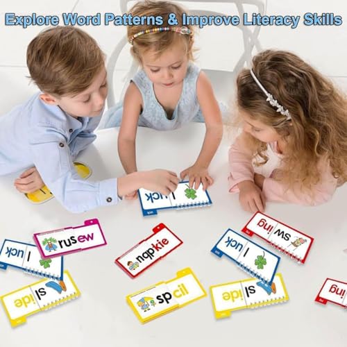 Image of SHNMN 30PCS Read and Rhyme Flip Books, Interesting Word Family Flip Books, ABC Vocabulary Cards, Sight Words Flash Cards Kindergarten, Read and Rhyme Flip Activity Book