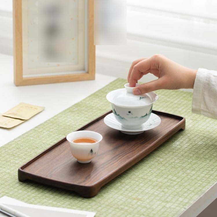Bandeja para El Té De La Tarde Bandeja de té seco de Nogal Bandeja de té de Drenaje Rectangular Simple for el hogar, Bandeja de Taza de té pequeña for Mesa de té Juego De Té Kung Fu(M)
