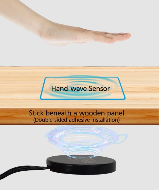 Concealed 12V Dimmer Switch - Stepless Dimming, Touch Sensor Switch Through Wood Panel for RVs, Wardrobes, Cabinets, Wine Cabinets LED Strips - Black