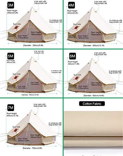 Playdo 4-Season Waterproof Cotton Canvas Bell Tent Wall Yurt Tent With Stove Hole For Outdoor Camping Hunting Hiking Festival Party #TOP1