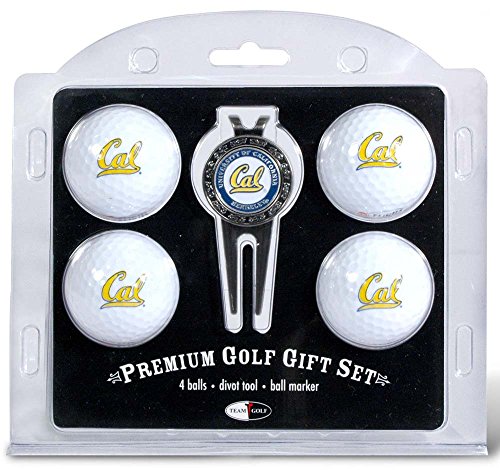 Team Golf NCAA Cal Berkeley Bears 4 Golf Ball and Divot Tool Set Regulation Size Golf Balls (4 Count) & Divot Tool with Removable Double-Sided Magnetic Marker