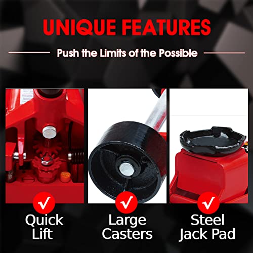 Image of Big RED TAM83012 Torin Pro Series Hydraulic Floor Jack with Single Quick Lift Piston Pump and Foot Pedal, 3.5 Ton (7,000 lb) Capacity, Red