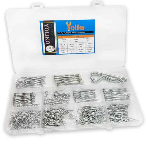 Image of 188 Pcs Hitch Pin Clip R Clips Retaining Pins Tractor Cotter Pin Hair Pin Assortment Spring Clip Retainer Pins Hitch Keeper Pins Kit for Dolly Pins /Trailer Pin Clips /Hand Ttruck Pin Replacement