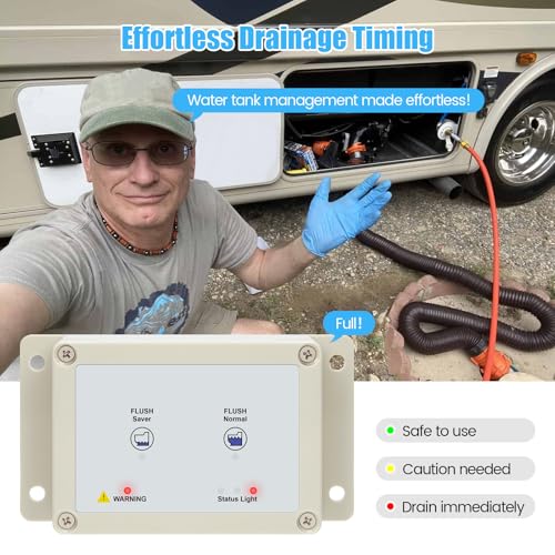 Image of 36387 RV Toilet Switch Panel, Wall Switch with Dual Flush Mode, Auto-Clean, LED Water Indicator, Compatible with Double Button Style Tecma Silence Plus 2006-Present for RV & Marine