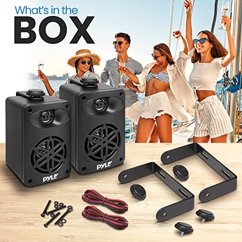 Pyleusa Indoor Outdoor Speakers Pair - 200 Watt Dual Waterproof 3.5” 2-Way Full Range Speaker System W/ 1/2” High Compliance Polymer Tweeter - In-Home, Boat, Deck, Patio, Poolside (Black)- Pdwr35Bk #TOP1