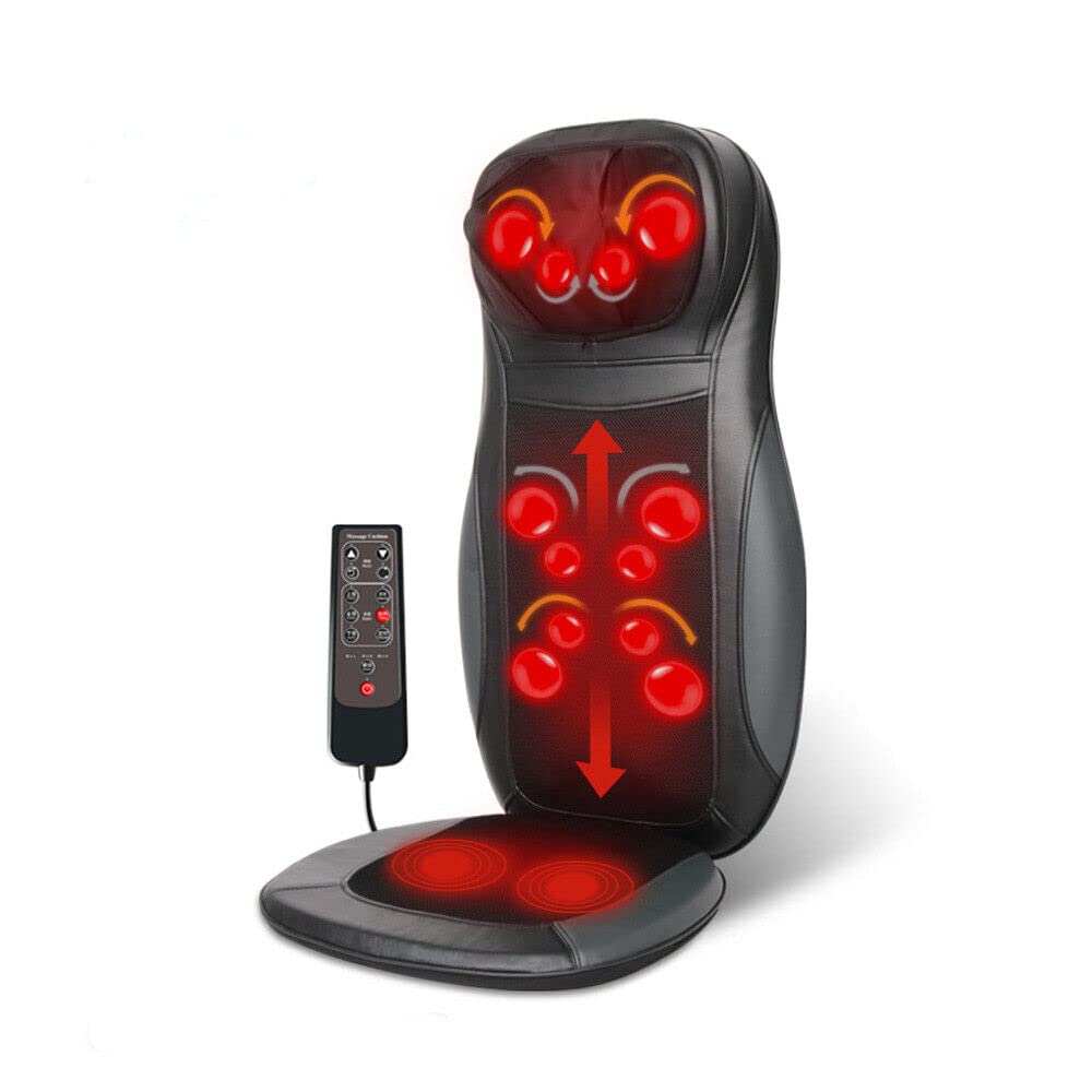Shiatsu-Massagekissen, Massagesesselauflage, Massagesitz, Massagegerät, Komfort-Massagesitzauflage mit Heizfunktion, Rücken-Shiatsu-Massageauflage mit Heizfunktion und Fernbedienung. (Schwarz)