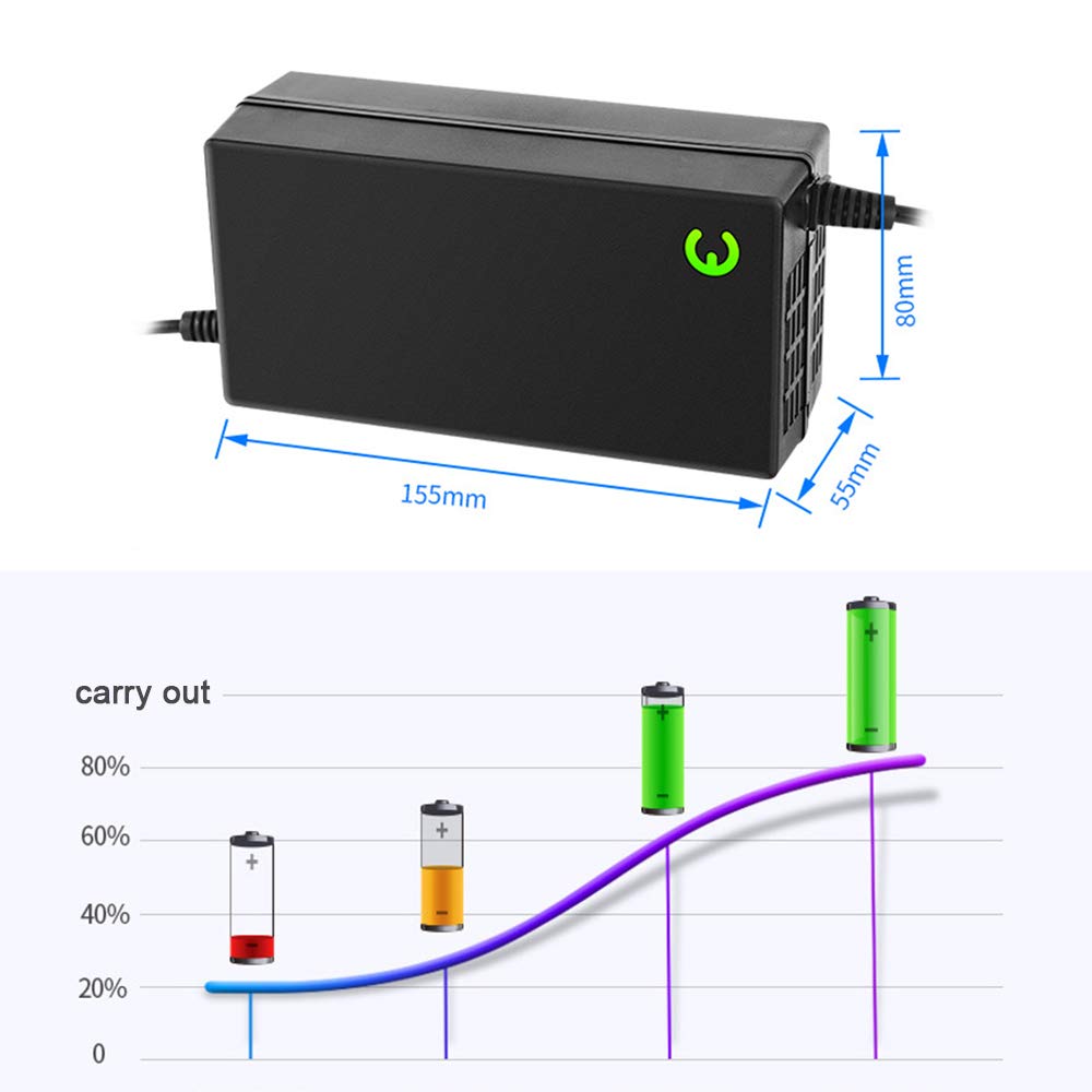 Cargador de Scooter eléctrico, Adaptador Inteligente de batería de Litio de 58,4 V 3 A, Control de Temperatura Adaptable