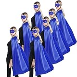 Kidsfere Superhero Capes and Masks for Teenagers Adults Men Women Team Building Dress Up Party Cape Halloween Costume 7 Pack (Blue)