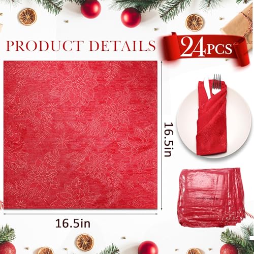 Set de 24 Servilletas de Tela Rojas Jacquard 42x42 cm miniatura 2