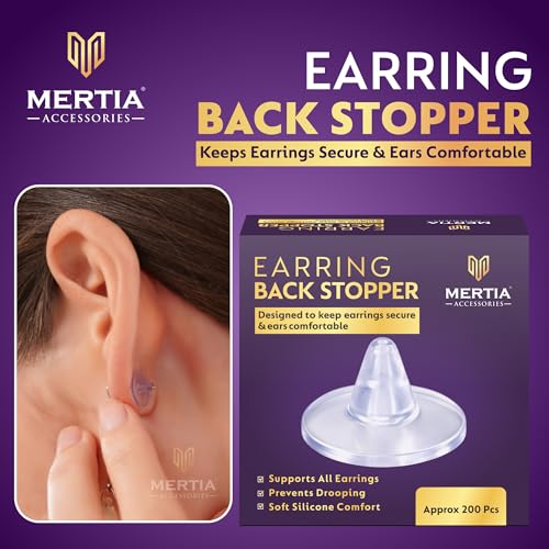 Image of 200 Pcs Earring Back Stopper Secure Earring Backs for Studs, Earrings Back Stopper, Silicone Earring Back Stopper, Earring Safety Backs & Ear Lobe Support