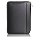 Leather Junior Padfolio for Men & Women with Pen Loop, Italian Calfskin, Business Portfolio Notebook Folder (Zippered Black)