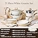 CAROTE 21Pcs Pots and Pans Set, Nonstick Cookware Sets, White Granite Induction Cookware Non Stick Cooking Set w/Frying Pans & Saucepans(PFOS, PFOA Free)