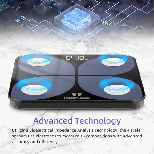 Healthkeep Bascula de Baño Digital, Bascula Grasa Corporal y Muscular con App, Bascula Inteligente para Fitness, 13 Monitores de Composición Corporal Peso IMC Muscular - Imagen 4