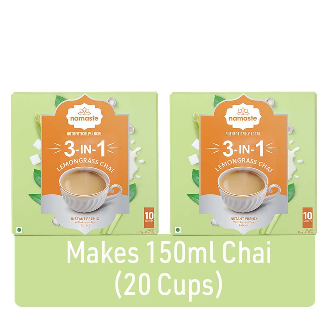 Namaste Chai Instant Tea Premix, Lemongrass Flavor | Assam | Milk and Sugar | Ready Mix (22g x 20 Sachets,Powder) Pack of 2 (B0899C17T2) Amazon Price History, Amazon Price Tracker