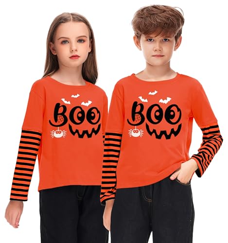 Image of Remimi Unisex Kids Christmas Long Sleeve Shirt Xmas Print Stripe Shirts 2-12 Years