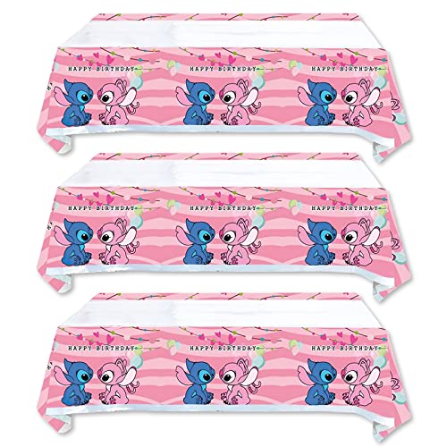 YTGER 3Pcs Pink Lilo and Stitch Tablecloth Party Supplies for Lilo and Stitch Theme Birthday Party Supplies Decorations 708 x