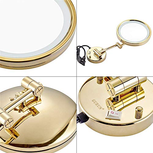 Miroir de vanité LED en laiton de 8 pouces avec interrupteur intégré
