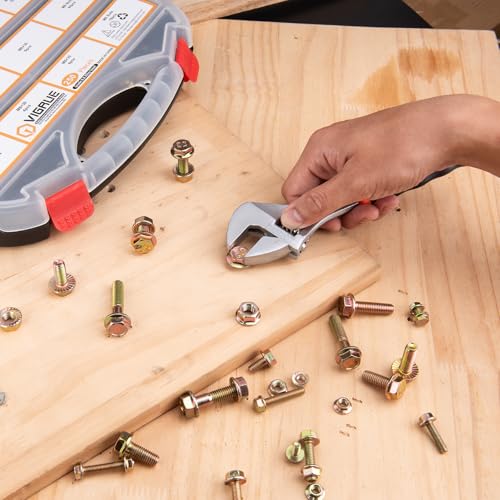 Image of VIGRUE 250pcs Grade 8.8 Metric Bolts and Nuts Assortment Kit, M5 M6 M8 Flange Hex Nuts and Bolts Kit, Yellow Zinc Plated