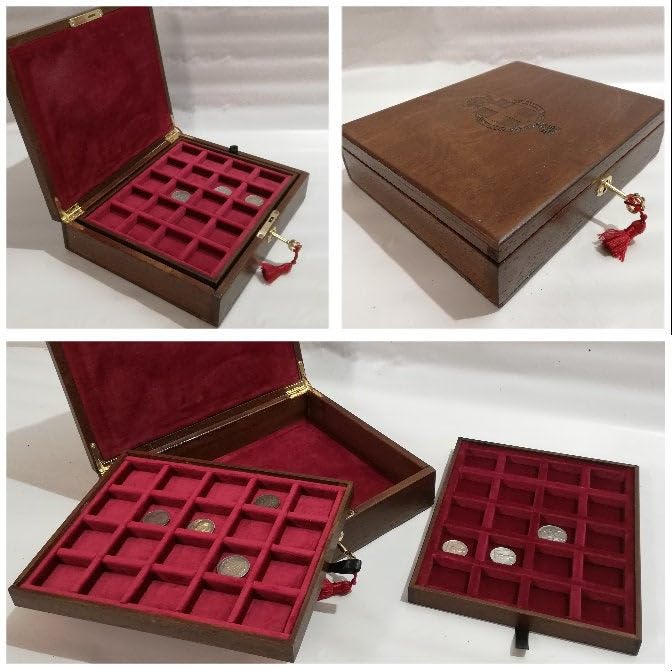 Caja para monedas de madera con 40 espacios miniatura 1