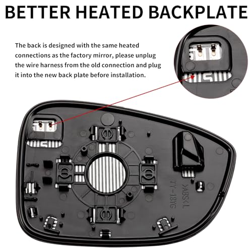 Image of Driver Side Mirror Replacement for Honda Accord 2018 2019 2020 2021 2022 - Left Side Mirror Glass, Rear View Mirrors Glass with Power Heated