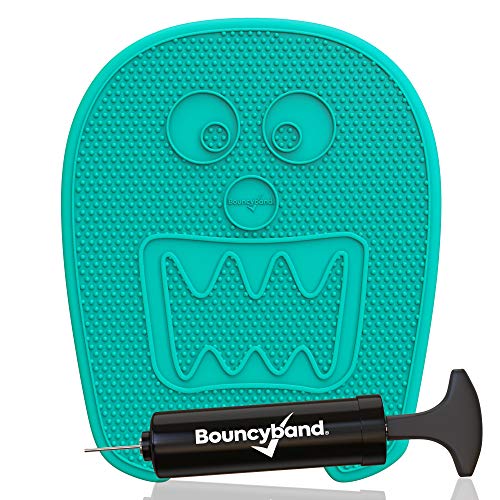 Image of Shaped Wiggle Seats by Bouncyband - Green Monster, 13 inchx10.5 inchx2.2 inch - Inflatable Sensory Cushion for Kids, Improves Student Productivity and Focus, Comes with Easy-Inflation Pump to Customize Firmness