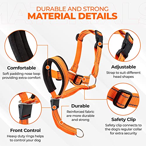 Dog Head Halter With Safety Strap - Headcollar - No-Pull Dog Collar – Perfect For Leash & Harness Training Medium And Large Dog Sizes (Size M (Pack Of 1), Orange) #TOP1
