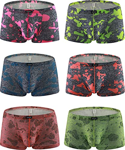iKingsky Men's Big Pouch Boxer Briefs Sexy Printed Shorts Stretch Low Rise Bulge Trunk Under Panties for Men