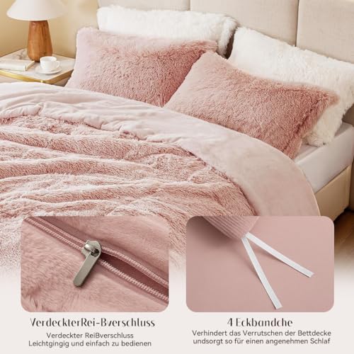 Sacebeleu Kissenbezug 80x80cm 2er Set Plüsch Biber Flanell Flauschig Zierkissenbezug Kissenhülle Doppelpack Altrosa Rosa Winter… – Ansicht 3